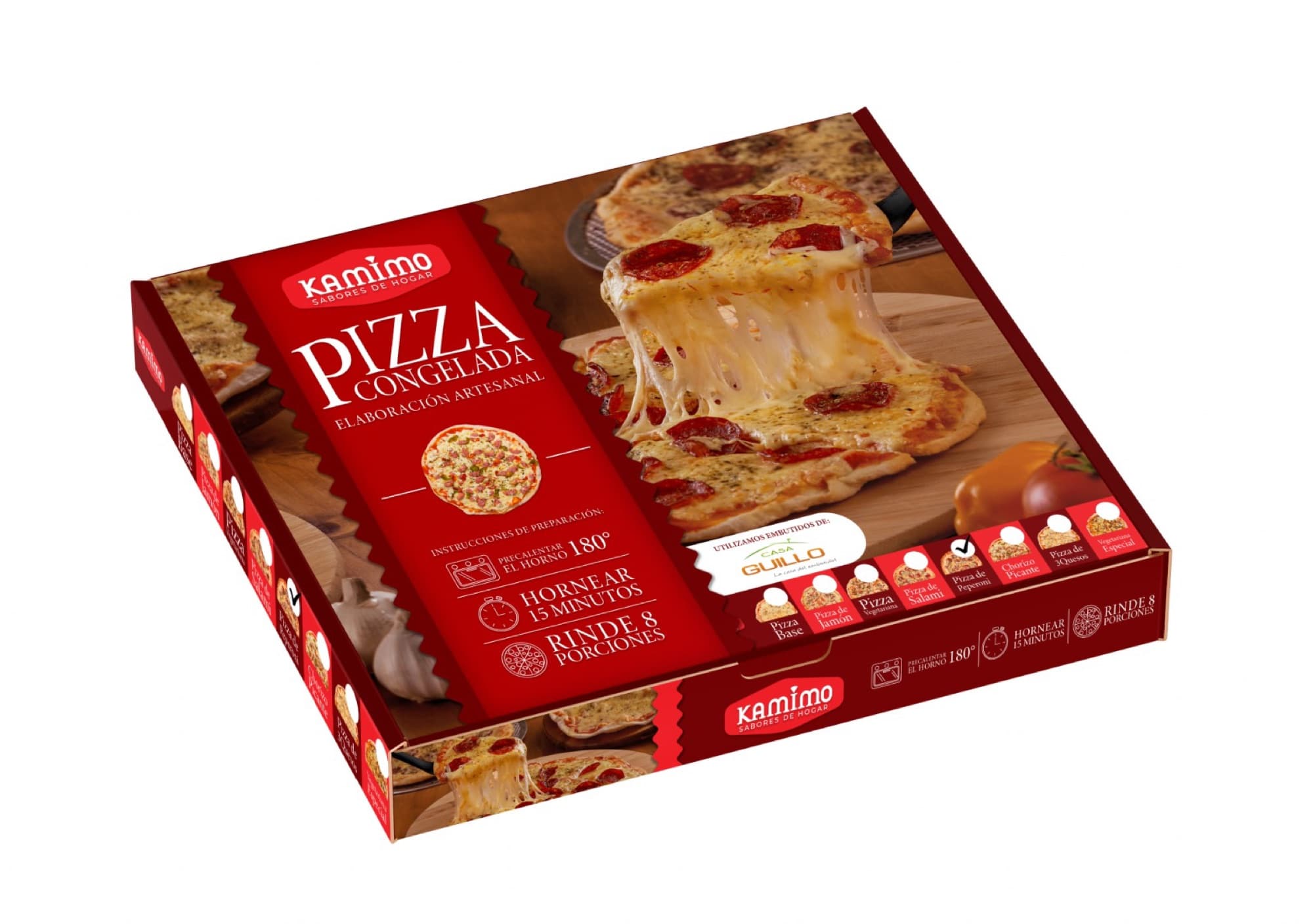 Caja de pizza congelada Kamimo